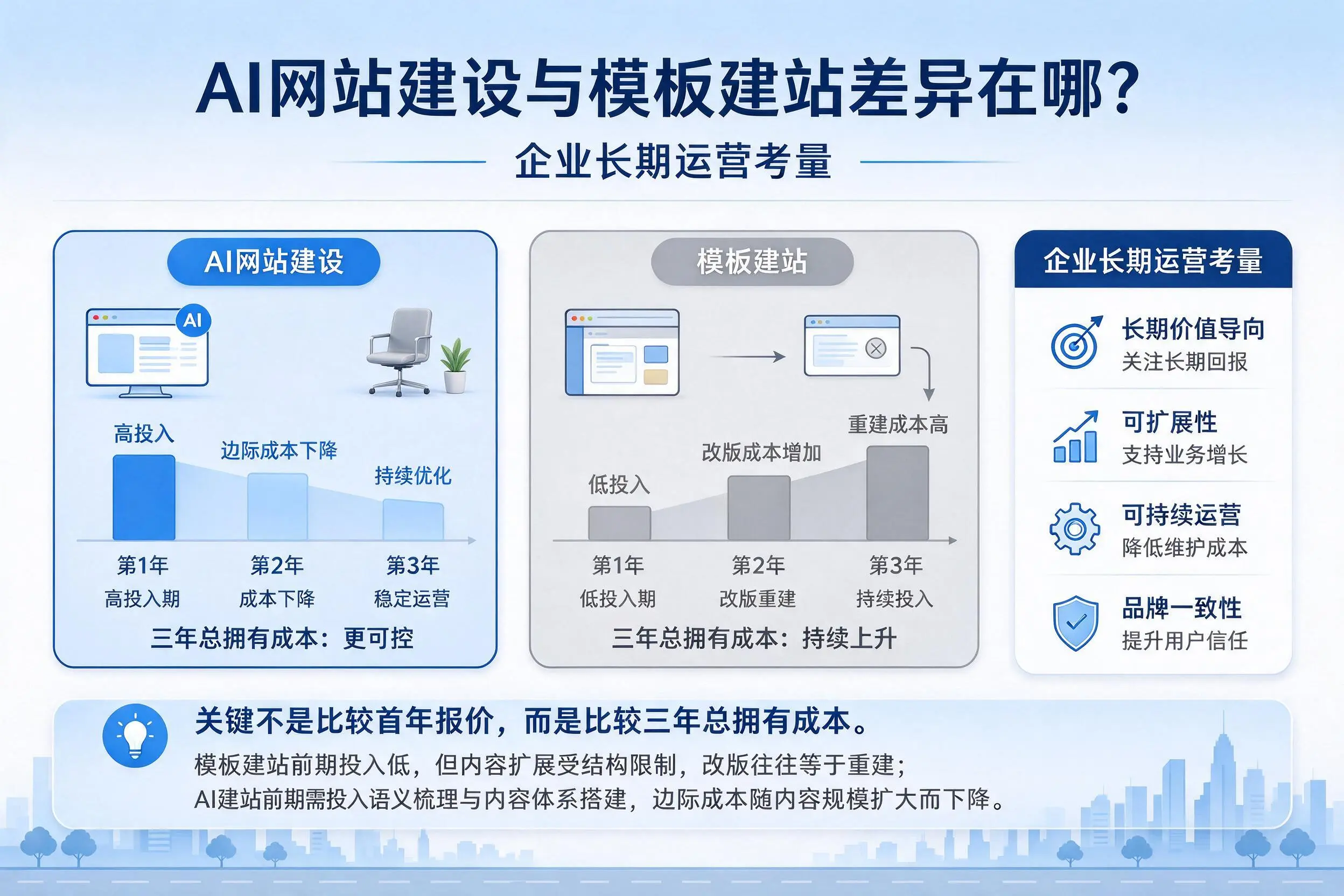 AI网站建设与模板建站差异在哪？苏州企业长期运营考量